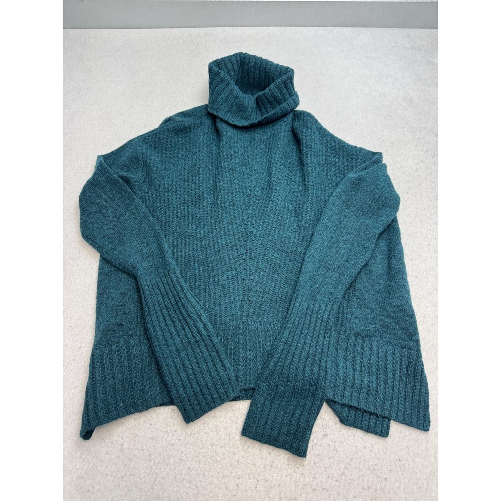 Moth Sweater Women's Small Green Turtleneck Pullover Chunky Knit Wool Blend
